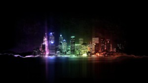 lit up city